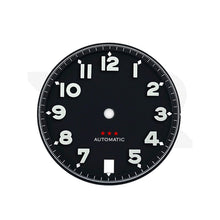 Load image into Gallery viewer, Matte Pilot Dial with Numeral Indices for Seiko Mod: Matte Black with Red Star