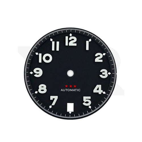 Matte Pilot Dial with Numeral Indices for Seiko Mod: Matte Black with White Star