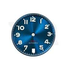 Load image into Gallery viewer, Sunburst Pilot Dial with Numeral Indices for Seiko Mod: Sunburst Blue with Red Star