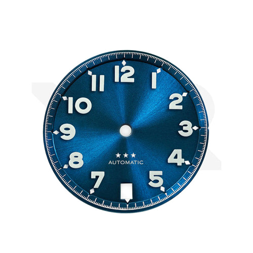 Sunburst Pilot Dial with Numeral Indices for Seiko Mod: Sunburst Blue with White Star