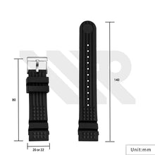 Load image into Gallery viewer, Chaffle Military FKM Strap - Black with Silver Buckle