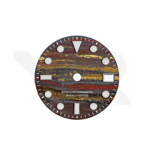 Tiger Iron Stone Dial for Seiko Mod: GMT Style Indices