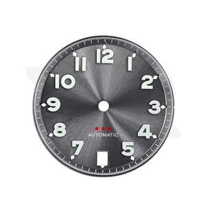 Sunburst Pilot Dial with Numeral Indices for Seiko Mod: Sunburst Gray with Red Star