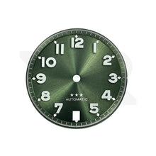 Load image into Gallery viewer, Sunburst Pilot Dial with Numeral Indices for Seiko Mod: Sunburst Green with White Star