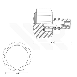 Wide Grip Crown for Casio Duro MDV-106: Polished Silver