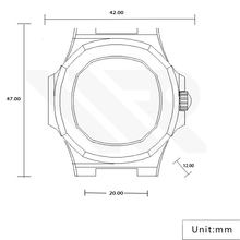 Load image into Gallery viewer, Nautilus Sandblasted Case Set for Seiko Mod: Two-Tone Black Gold