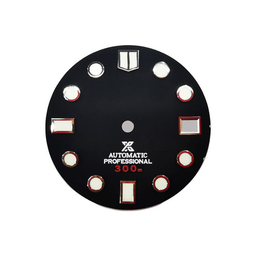 Matte Black Marine Master Style Diver Dial for Seiko Mod: Silver Marine Master Indices