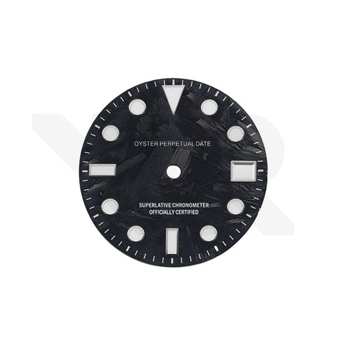 Carbon Fiber Dial for Seiko NH34 GMT Mod - Black Dial White GMT