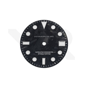 Carbon Fiber Dial for Seiko NH34 GMT Mod - Black Dial White GMT