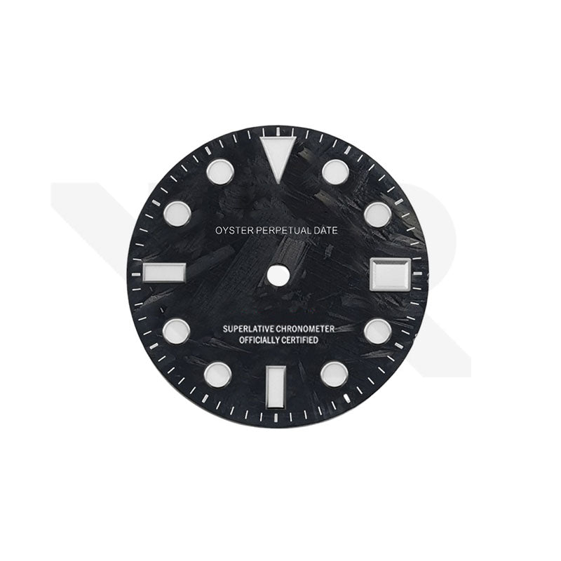 Carbon Fiber Dial for Seiko NH34 GMT Mod - Black Dial White GMT