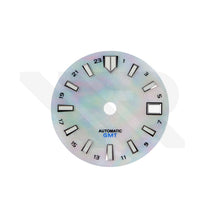 Load image into Gallery viewer, GMT White Pearl MOP Dial for Seiko NH34 Mod: Silver GS Diver Indices