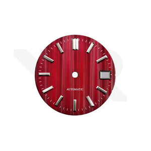 Grooved Stripe Dial for Seiko Mod - Red/Silver Indices