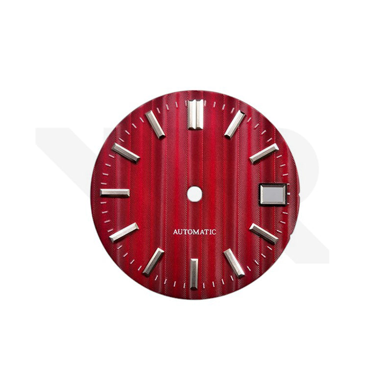 Grooved Stripe Dial for Seiko Mod - Red/Silver Indices