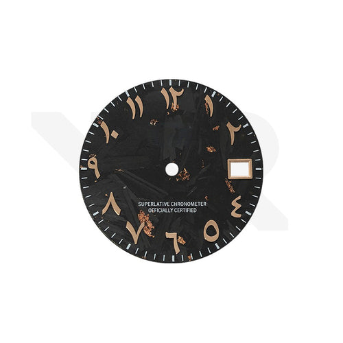 Rose Gold Foil Carbon Fiber Dial for Seiko Mod - Rose Gold Arabic Indices