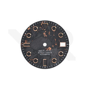 Rose Gold Foil Carbon Fiber Dial for Seiko Mod - Rose Gold Indices with Black Luminous