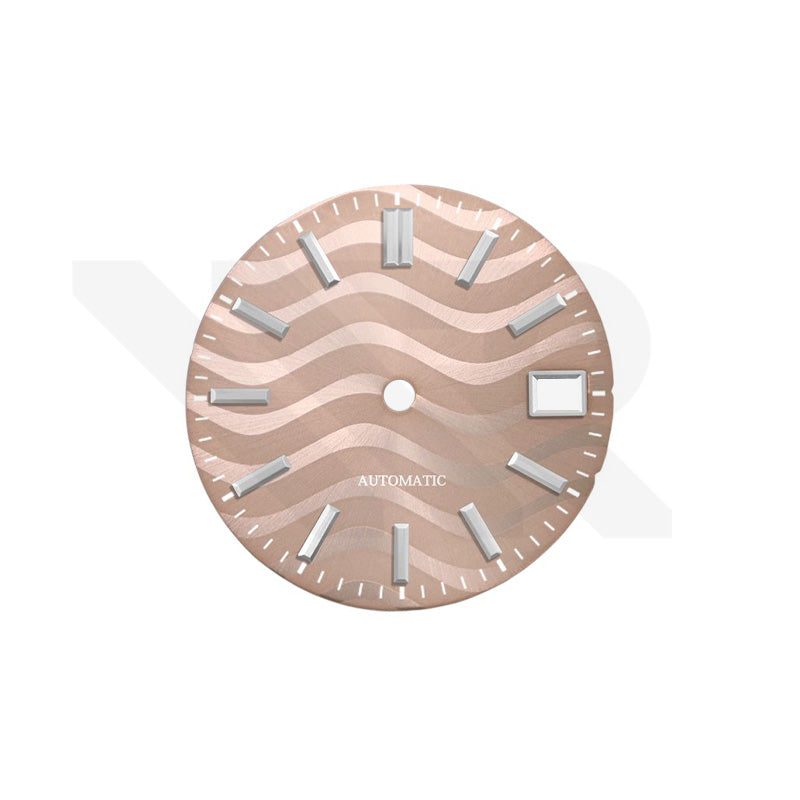 Rose Gold Wavy Sunburst Dial for Seiko Mod: GS Style Silver Indices