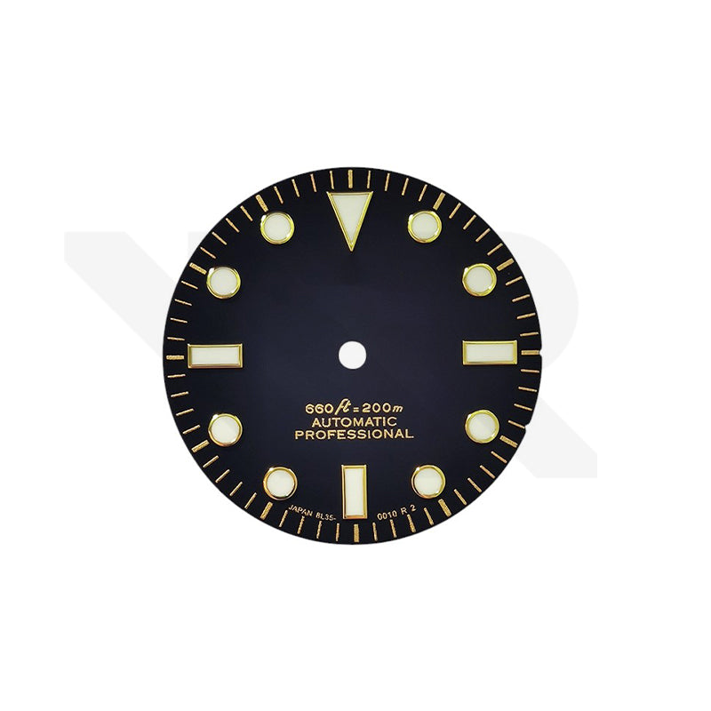 Sub Style Diver Dial for Seiko Mod: Gold Indices
