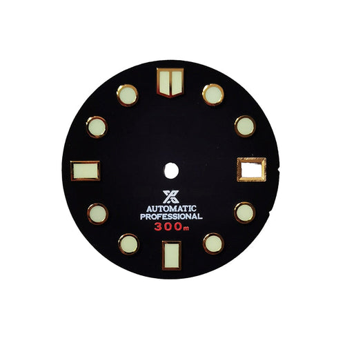 Matte Black Marine Master Style Diver Dial for Seiko Mod: Gold Marine Master Indices