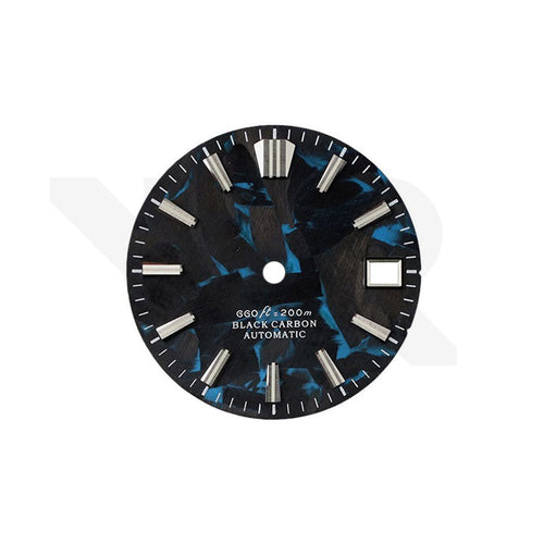 Carbon Fiber Dial for Seiko Mod: Silver GS Indices