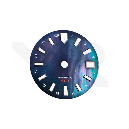 GMT Blue Pearl MOP Dial for Seiko NH34 Mod: Silver GS Diver Indices