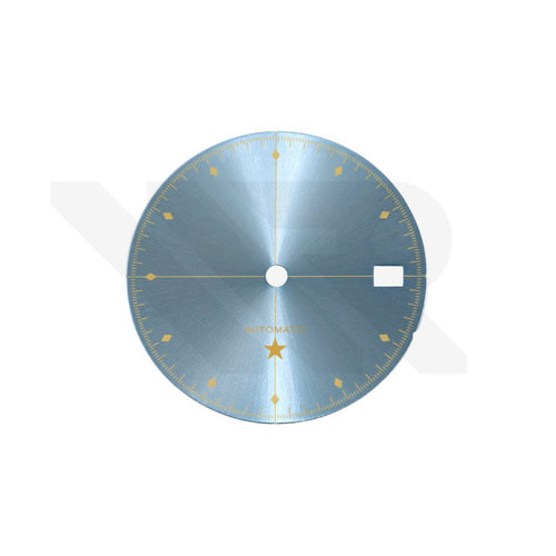 Simplicity Sunburst Dial for Seiko Mod: Icy Blue with Gold Printing