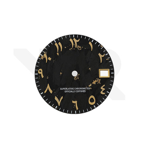 Gold Foil Carbon Fiber Dial for Seiko Mod - Gold Arabic Indices