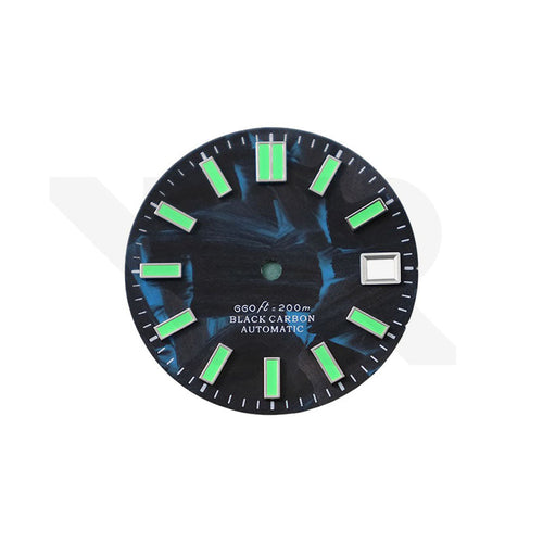 Carbon Fiber Dial for Seiko Mod - Green Luminous