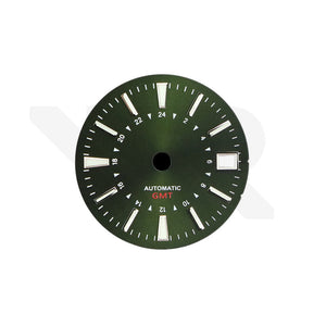 Stick Indices GMT NH34 Sunburst Dial for Seiko Mod: Olive Green