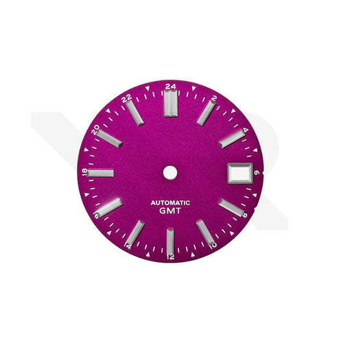 Purple Gradient GMT NH34 Dial for Seiko Mod: GS Style Silver Indices