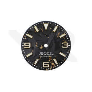 Gold Foil Carbon Fiber Dial for Seiko Mod - Explorer Style Gold Indices