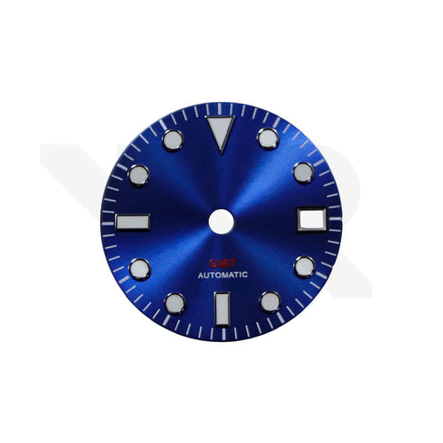 GMT Blue Sunburst Dial for Seiko NH34 Mod: Sub Style Silver Indices