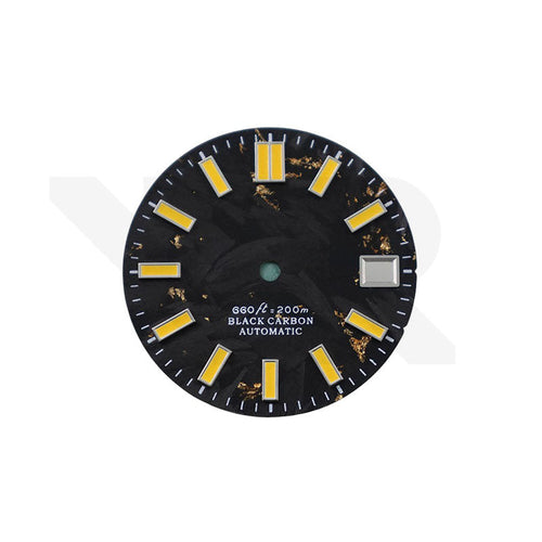 Carbon Fiber Dial for Seiko Mod - Yellow Luminous