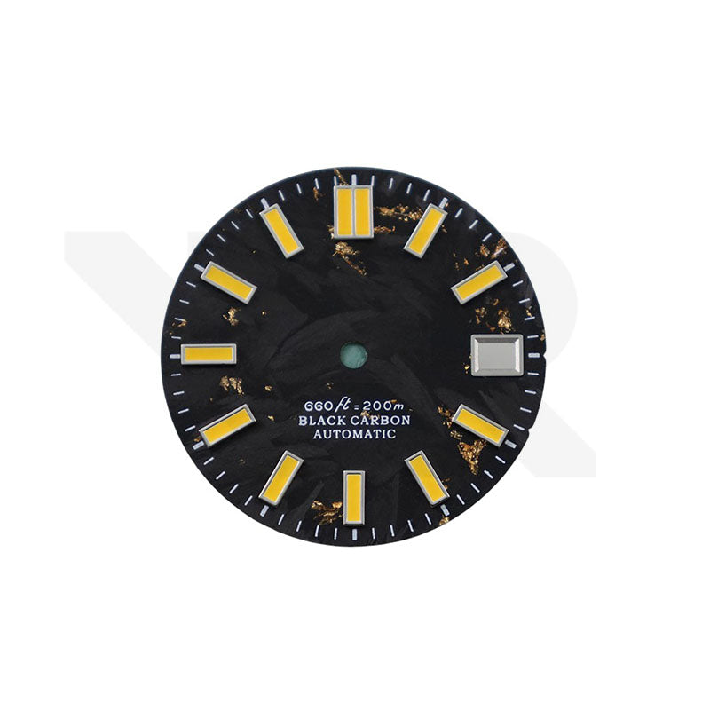 Carbon Fiber Dial for Seiko Mod - Yellow Luminous