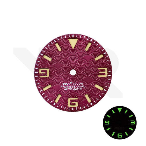 Seigaiha Japanese Wave Dial for Seiko Mod: Wine Red