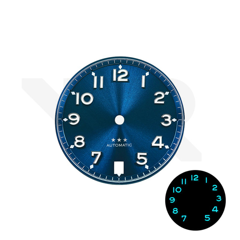 Sunburst Pilot Dial for Seiko Mod: Blue with Silver Indices