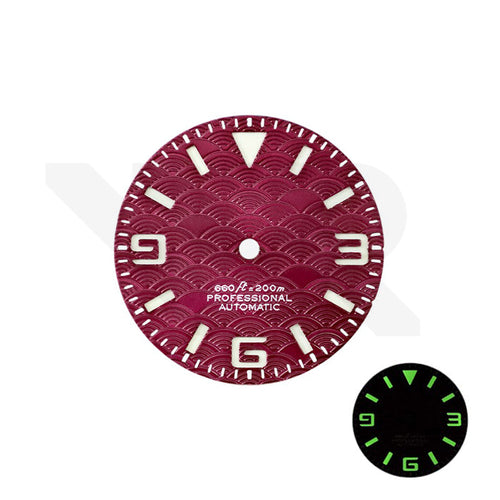 Seigaiha Japanese Wave Dial for Seiko Mod: Wine Red