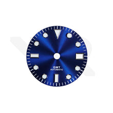 Load image into Gallery viewer, GMT Blue Sunburst Dial for Seiko NH34 Mod: Sub Style Silver Indices
