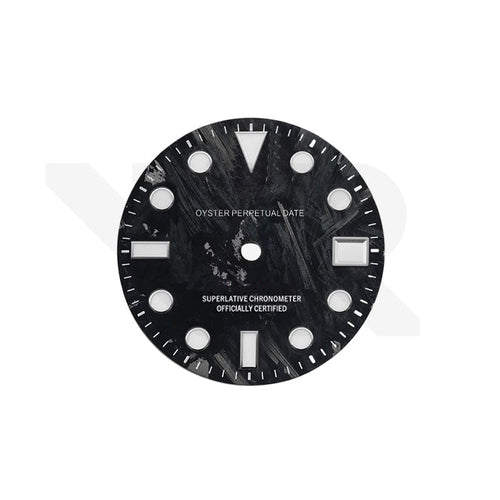 Silver Foil Carbon Fiber Dial for Seiko NH34 GMT Mod - Black Dial Red GMT