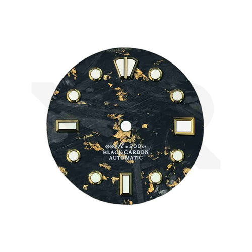 Carbon Fiber Dial for Seiko Mod - Gold Foil