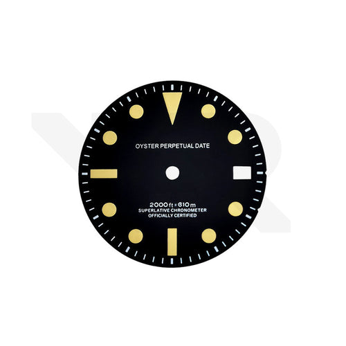Retro Matte Black Sub Date Dial for Seiko Mod: White SD
