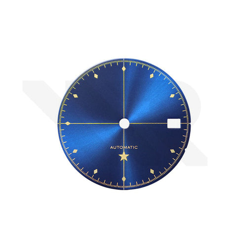 Simplicity Sunburst Dial for Seiko Mod: Blue with Gold Printing