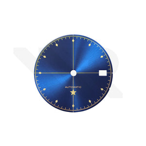 Simplicity Sunburst Dial for Seiko Mod: Blue with Gold Printing
