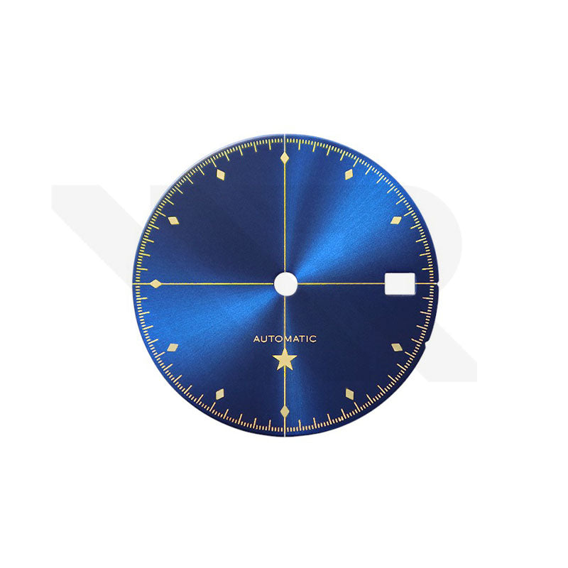 Simplicity Sunburst Dial for Seiko Mod: Blue with Gold Printing
