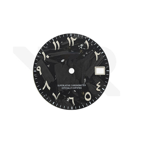 Silver Foil Carbon Fiber Dial for Seiko Mod - Silver Arabic Indices