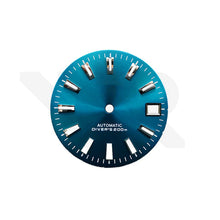 Load image into Gallery viewer, Teal Blue Sunburst Dial for Seiko Mod: GS Style Indices with Black Luminous