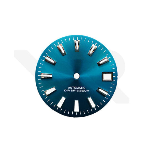 Teal Blue Sunburst Dial for Seiko Mod: GS Style Indices with Black Luminous