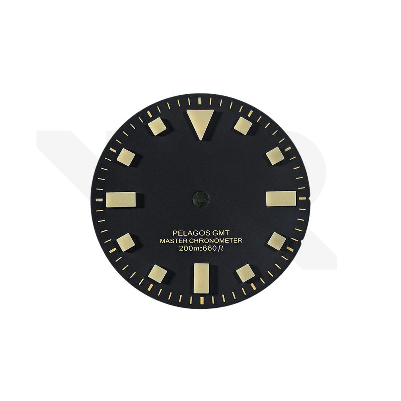 Pelagos No-Date GMT Thick Lume Indices Dial for Seiko NH34 Mod: Matte Black