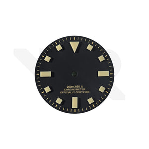 Pelagos No-Date Thick Lume Indices Dial for Seiko Mod: Matte Black Gold Tone