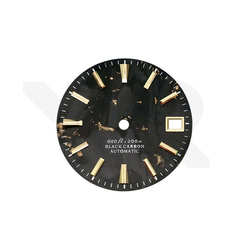 Gold Foil Carbon Fiber Dial for Seiko Mod: Gold GS Indices