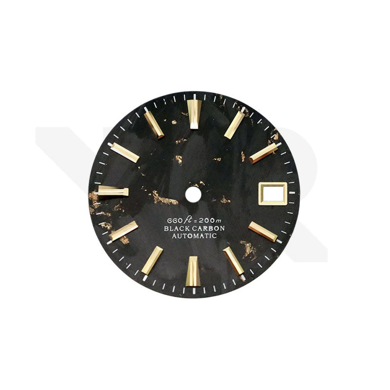 Gold Foil Carbon Fiber Dial for Seiko Mod: Gold GS Indices
